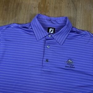 FootJoy Short Sleeve Golf Polo Shirt Mens L Lavender Purple Stripe FJ Logo
